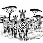 Vibrant Zebra Herd Coloring Pages 1