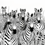 Vibrant Zebra Herd Coloring Pages 4