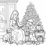 Victorian Christmas Scene Coloring Pages 1