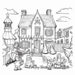 Victorian Christmas Scene Coloring Pages 4