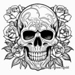 Victorian Style Rose Skull Coloring Pages 1