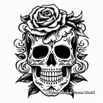 Victorian Style Rose Skull Coloring Pages 2