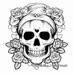 Victorian Style Rose Skull Coloring Pages 3
