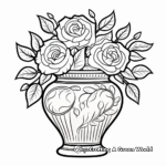 Vintage style Vase with Roses Coloring Pages 1