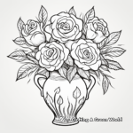 Vintage style Vase with Roses Coloring Pages 2