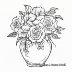 Vintage style Vase with Roses Coloring Pages 3