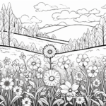 Vivid Flower Field Coloring Pages 2