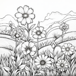 Vivid Flower Field Coloring Pages 4