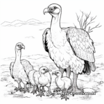 Vulture Family Coloring Pages: Male, Female, and Chicks 3