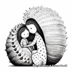Warm Hugs by Mother Pangolin: Emotional Scene Coloring Pages 1