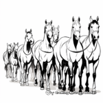 Warmblood Horse Herd Coloring Pages for Equestrians 1