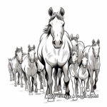 Warmblood Horse Herd Coloring Pages for Equestrians 2