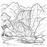 Waterfall Mountain Landscape Coloring Pages 1