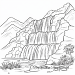 Waterfall Mountain Landscape Coloring Pages 2