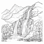 Waterfall Mountain Landscape Coloring Pages 3