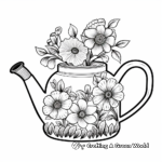 Watering Can and Flowers Coloring Pages 1
