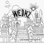 Wednesday-Themed Word Art Coloring Pages 1