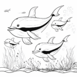 Whale Family Swimming Coloring Pages 1