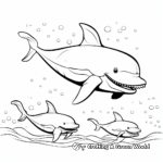 Whale Family Swimming Coloring Pages 4
