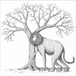 Whimsical Baboon on the Tree Coloring Pages 1