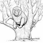 Whimsical Baboon on the Tree Coloring Pages 2