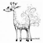 Whimsical Cartoon Giraffe Coloring Pages for Adults 2