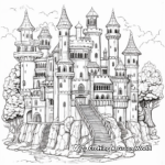 Whimsical Forest Unicorn Castle Coloring Pages 1