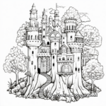 Whimsical Forest Unicorn Castle Coloring Pages 3