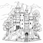 Whimsical Forest Unicorn Castle Coloring Pages 4