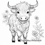 Whimsical Highland Cow Coloring Pages 2