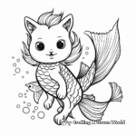 Whimsical Mermaid Cat Coloring Pages for Children 1