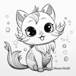 Whimsical Mermaid Cat Coloring Pages for Children 2