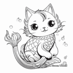 Whimsical Mermaid Cat Coloring Pages for Children 3