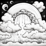 Whimsical Rainbow and Clouds Coloring Pages 1