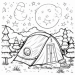 Whimsical Starry Night Camping Coloring Pages 1
