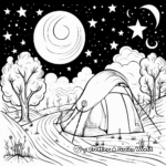 Whimsical Starry Night Camping Coloring Pages 2