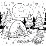 Whimsical Starry Night Camping Coloring Pages 3