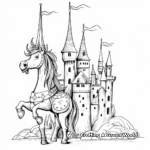 Whimsical Unicorn and Castle Coloring Pages 3