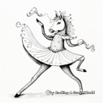 Whimsical Waltz Dancing Unicorn Coloring Pages 2