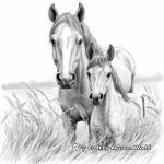 Wild Horses in the Prairie: Scene Coloring Pages 1