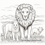 Wild Roaring Lion and Quiet Lamb Coloring Pages 1