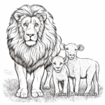 Wild Roaring Lion and Quiet Lamb Coloring Pages 4