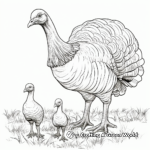 Wild Turkey Coloring Pages: Male, Female and Poults 4