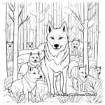 Wild Wolf Pack: Forest-Scene Coloring Pages 3