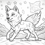 Winged Wolf in the Wild: Starry-Night Scene Coloring Pages 2