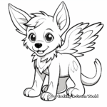 Winged Wolf Pup Coloring Pages for Kids 2