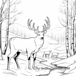 Winter Elk Scene Coloring Pages 2