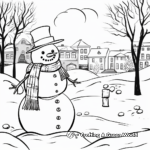 Winter Scene Snowman Coloring Pages for Adults 1