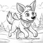 Winter-themed Winged Wolf Flying Coloring Sheets 1