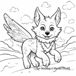 Winter-themed Winged Wolf Flying Coloring Sheets 2